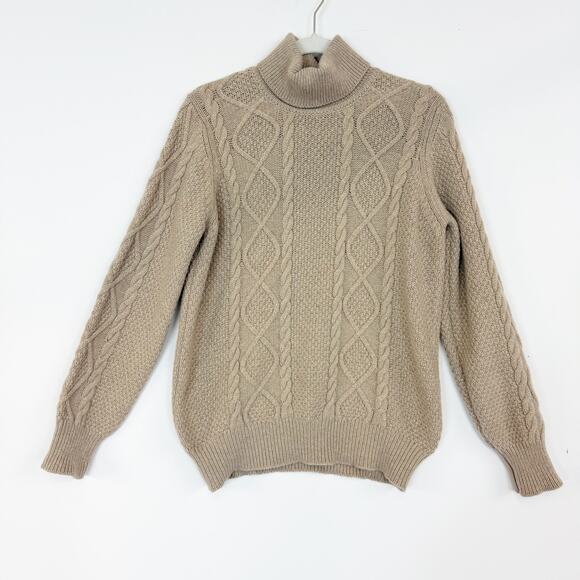 Stewart Christie & Co. Merino Wool & Cashmere Cable Knit Turtleneck Sweater Sz M - Picture 1 of 10